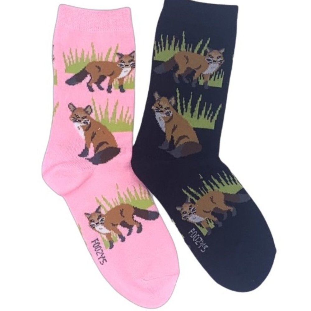 Sly Red Fox Fur Foxy Fennec Foxes Clever Animal 2 Pairs Foozys Women's Socks